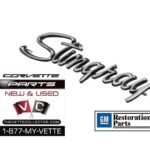 69-73 Corvette Emblem- Fender Stingray Script 4 Post- GM # 3945361