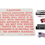 72-73 Corvette Decal- Positraction Caution- GM # 3998583