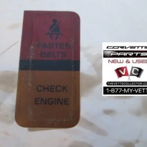 80-82 Corvette Center Gauge Tell Tale Lens Fasten Belts / Check Engine- USED