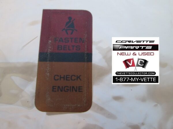 80-82 Corvette Center Gauge Tell Tale Lens Fasten Belts / Check Engine- USED