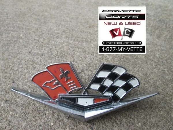 63-66 Corvette Emblem- Fender Flag- USED GM #3827158