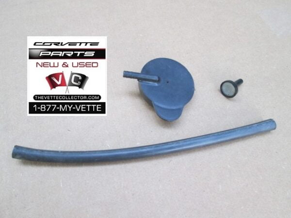 63-74 Corvette Windshield Washer Bottle Cap, Hose & Filter- USED