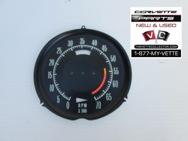 69-71 Corvette Tachometer Green Face Plate 5600 RPM- USED GM #6469567