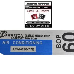 77 Corvette Decal- Harrison AC Foil Plate