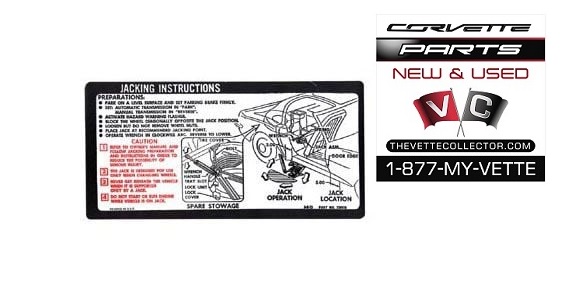 73-74 Corvette Decal- Jacking Instructions- GM # 330936