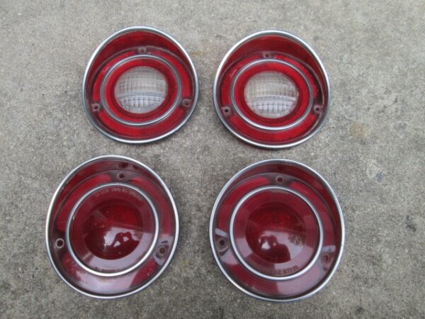 71-73 Corvette Tail Light Lens Set with Factory Silver Paint- USED