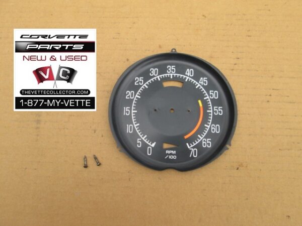 75-77 Corvette Tachometer Face Plate 5300 RPM- USED GM # 8986119